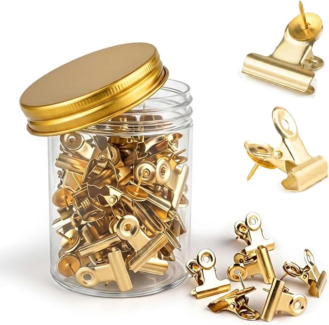 50PCs Golden Push Pins Clips Thumb Tacks by Modpion
