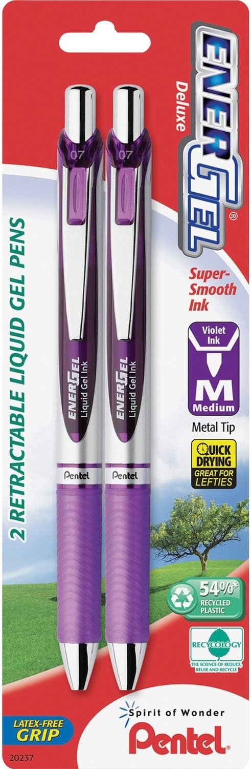 Pentel EnerGel Deluxe RTX Retractable Liquid Gel Pen, Metal Tip, Violet Ink by PentelofAmerica