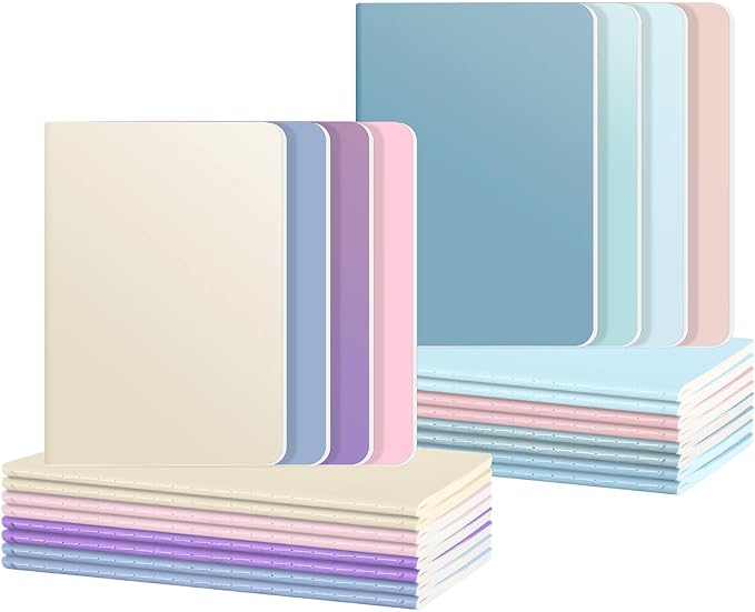 Ddaowanx 24 Pack Colorful Lined Notebooks, Journals in Bulk, 72 Pages, 36 Sheets,8.3x5.5 Inch, A5 Size, Travel Writing Notebooks Journal for Office School Supplie(Lined-24pack, 8 Colors)-DeskLoop Office