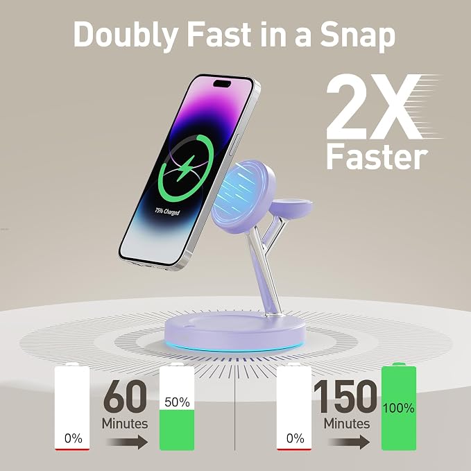 【Adjustable Blue Ambient Light】 Wireless Charger 3 in 1 - Image 2