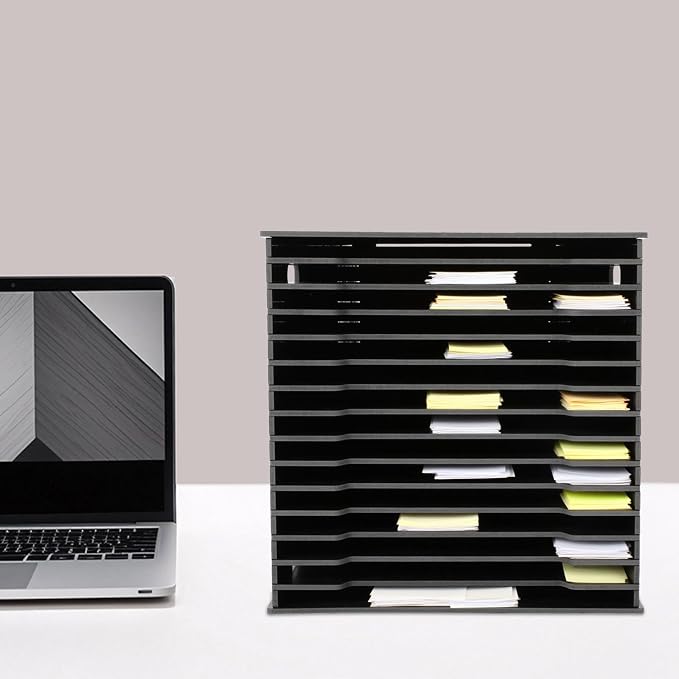 15-Slot Desktop File Organizer Rack, Vertical PVC Paper Storage Shelf - Image 6