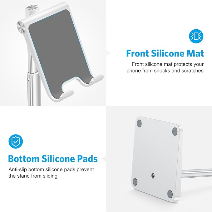 OMOTON Cell Phone Stand, Adjustable Angle Height Desk Phone Dock Holder - Image 6