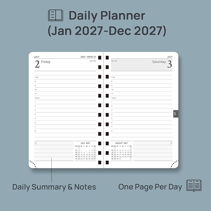 POPRUN 2027 Daily Planner One Page Per Day, Small 4.25" x 6.25", Calendar Book - Image 3