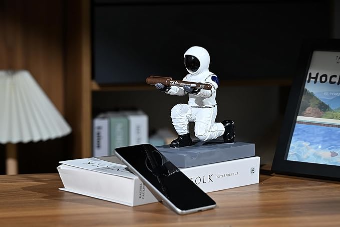 Astronaut Resin Pen Holder, Mobile Phone Stand, Device Stand, Desk Organizer Decorative Pen Holder (White&Black)-DeskLoop Office