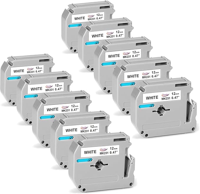 Anycolor 10-Pack Replacement for Brother P Touch M Tape M-K231 Label Tape M-231 by Anycolor