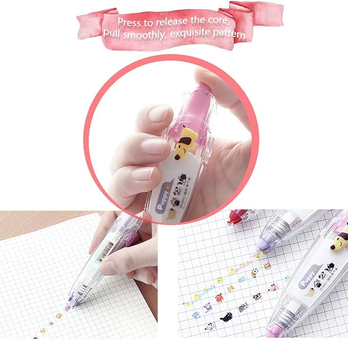 Geluode 6Pcs Decorative Correction Tape, Creative Cartoon Pattern Decorative - Image 5