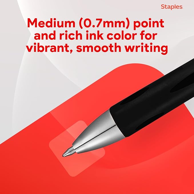 STAPLES Retractable Gel Pens, Medium Point 0.7mm, 12 Pack – Sonix Crisp‑Line - Image 5