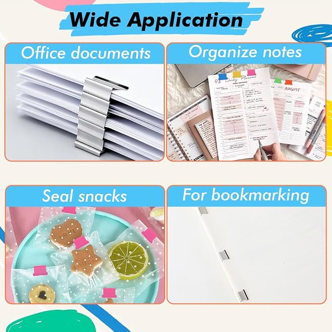2 Pcs Portable Binder Clip Stapler, Reusable Handheld Paper Clam Clip Dispenser - Image 6