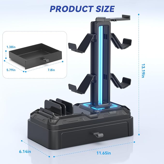 KDD Headphone Stand with USB A&C Charger Ports - Image 7