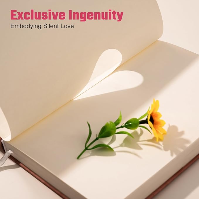 Sunflower Journal for Girls Women Journals for Writing 100GSM College Ruled A5 Leather Notebook for Girls Ages 8-12 Flower Diary with Heart-shaped Shadow, 5.7" x 8.3", Pink-DeskLoop Office