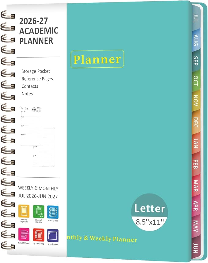 Planner 2026-2027, Academic Weekly and Monthly Calendar Planner, July 2026 by VALOME