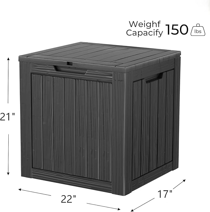 35 Gallon Outdoor Storage Box Waterproof Lockable Resin Deck Box Large, Patio Storage Bin for Pool Accessories Cushion Furniture, Garden Tools, UV-Resistant Outside Delivery Black-DeskLoop Office