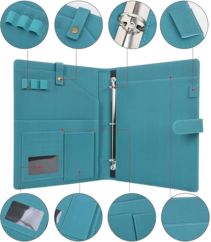 Wonderpool A4 PU Leather Portfolio Holder Ring File Document Case - Image 3