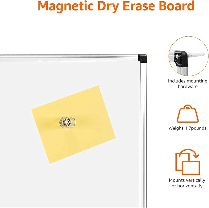 Amazon Basics Magnetic Dry Erase Whiteboard, Aluminum Frame, Presentation Board - Image 3