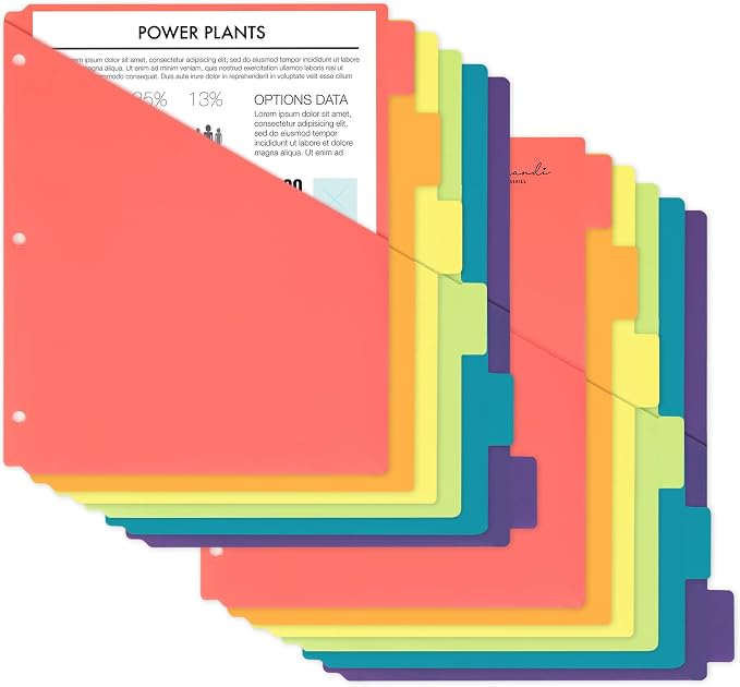 H4D 6-Tab Plastic Binder Dividers, 2 Pockets, Primary Colors, 2 Sets | Made of by H4D