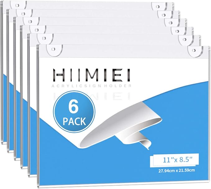 HIIMIEI Acrylic Wall Mount Sign Holder 8.5 x 11 Inches Horizontal 6 Pack by HIIMIEI