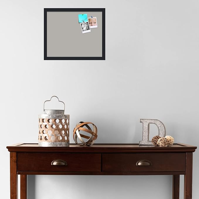 PinPix 17x14 Inch Cork Bulletin Board. This Decorative Framed Pin Board Comes with Dark Stone Design and a Satin Black Frame. Ideal for Home Office Decor or Message Board (PinPix-1808)-DeskLoop Office
