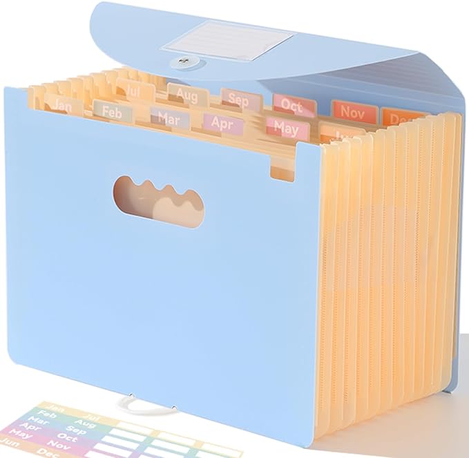 SortRax Accordion File Organizer 12 Pockets, Monthly Bill Receipt Tax Organizer by SortRax