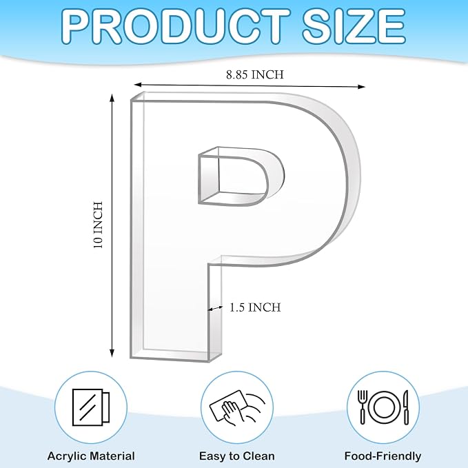 10" P Clear Acrylic Letter Charcuterie Board Box, Reusable Fillable Decorative - Image 2