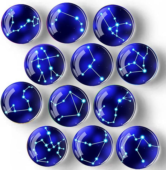 12Pcs Glass Strong Magnetic Refrigerator Magnet Fridge Sticker,Constellation Fridge Magnets Decoration for Crafts,Strong Fridge Magnets for Kitchen, School,Office Whiteboard, Cabinet and Dishwasher-DeskLoop Office
