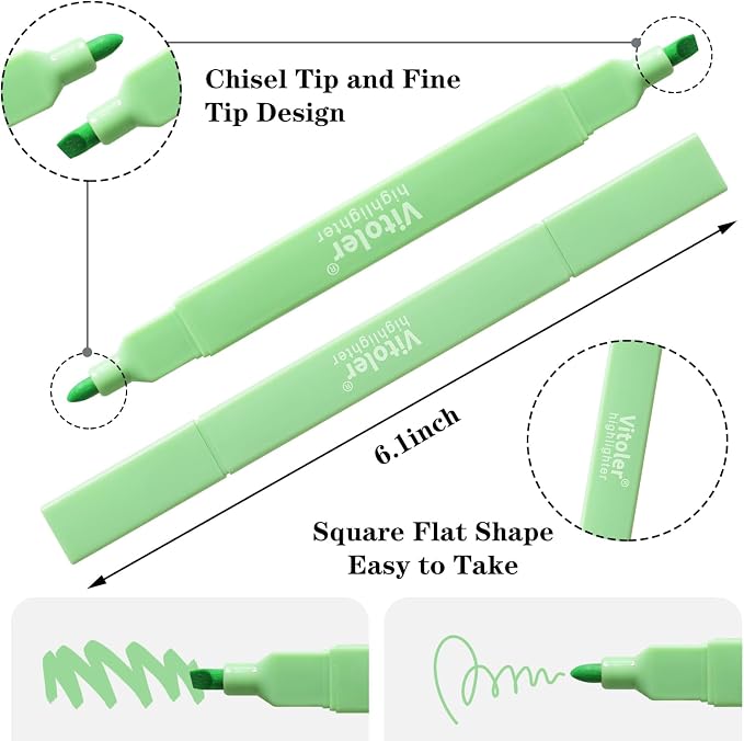 Vitoler 8pcs Aesthetic Highlighters, Chisel & Fine Tips Bible Highlighters | - Image 6