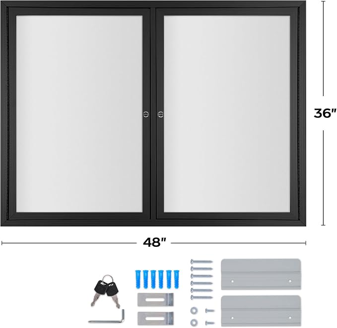 INNOVART Enclosed Bulletin Board 48”x36”, Lockable Dry Erase Noticeboard - Image 2