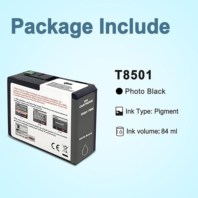 T850 Ink Cartridge T8501 T850100 Remanufactured Work for SureColor P800 (1-Pack, Photo Black)-DeskLoop Office