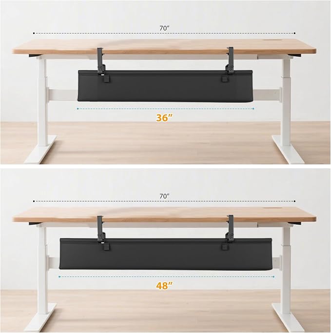 Oxford Cloth Under Desk Cable Management Tray, No-Drill 36" Desk Cable - Image 8