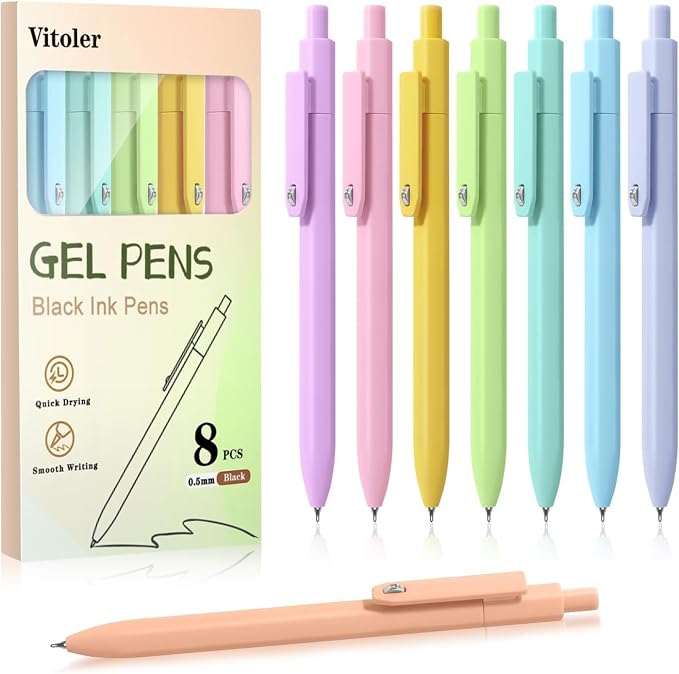 Vitoler Cute Gel Pens, 8 Pack 0.5mm Fine Point Pens by VITOLER