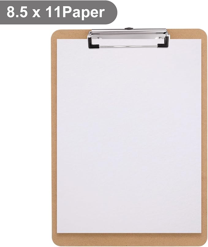 Wood Clipboard, Letter Size Hardboard Clip Board 8.5 x 11 | A4 Standard Size 9" - Image 5