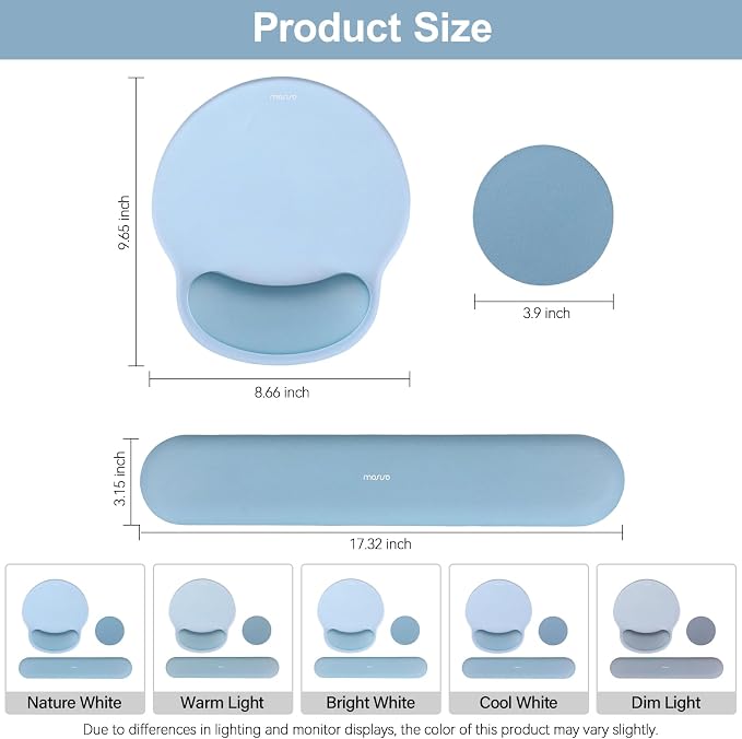 MOSISO Wrist Rest Support for Mouse Pad&Keyboard Set, Circle Curved Ergonomic - Image 7