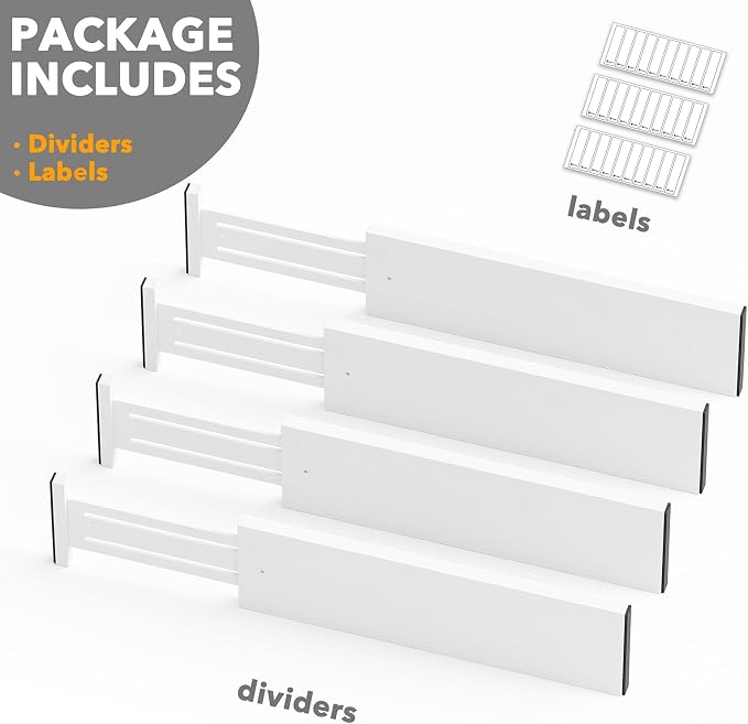 SpaceAid Bamboo 4 Pack Dresser Drawer Dividers, 4.65“ High Adjustable 17“-22” - Image 7