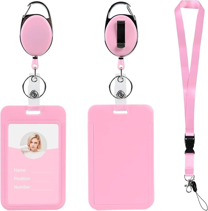 ID Badge Holder and Retractable Reel Clip, Landyard Keychain by Unknown