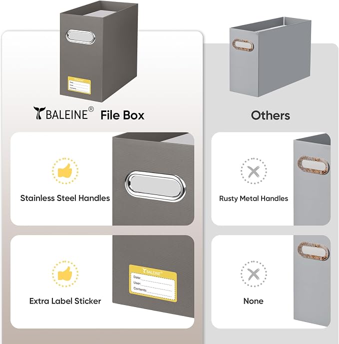 BALEINE File Organizer Box, Cardboard File Folder Organizer - Image 5