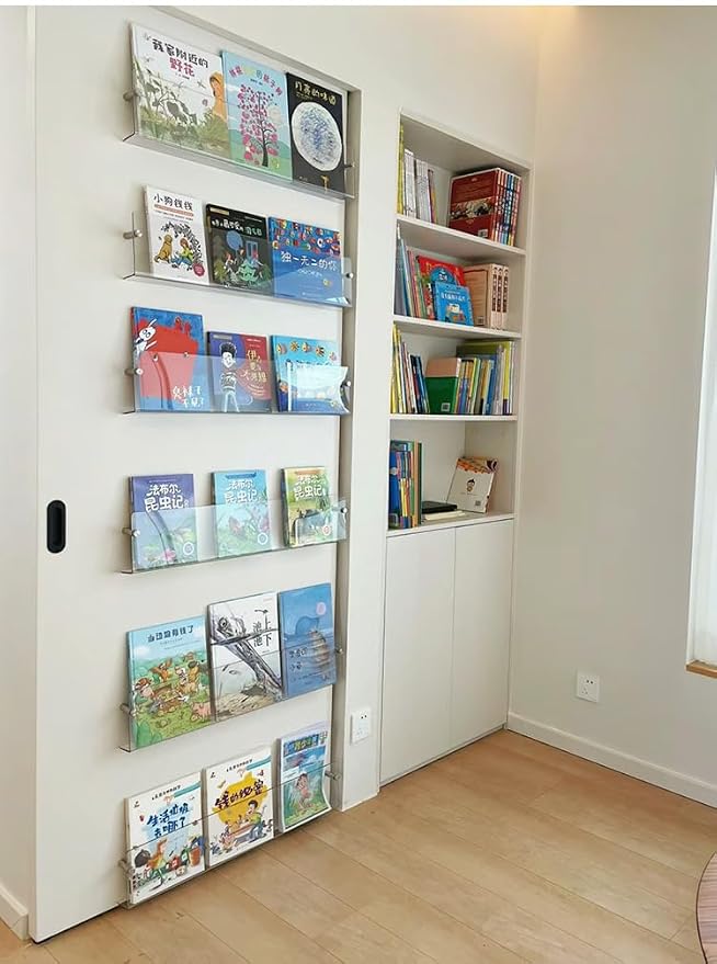 DuvinDD 2 Pack Acrylic Magazine Holder Rack Brochure Holder Wall Mount 24 inch - Image 6