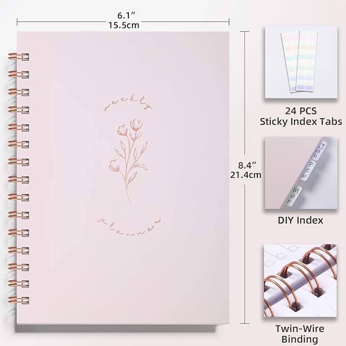 Undated Weekly and Monthly Planner Spiral Bound- Weekly Goals Notebook - Image 5