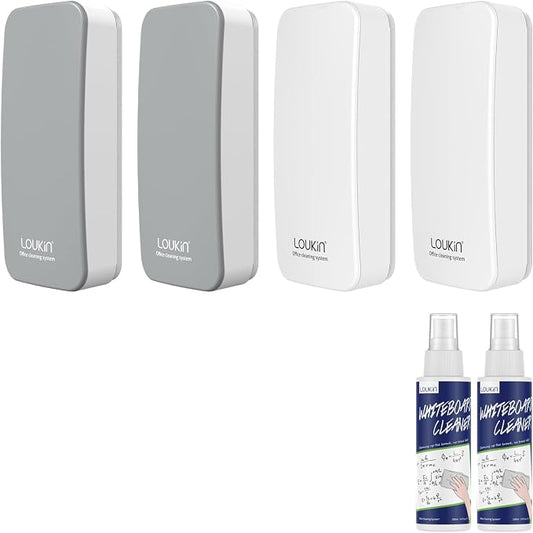 loukin 4 Pack Magnetic Dry Erase Eraser, Glass Board Remover, 3.4 fl oz by LOUKIN