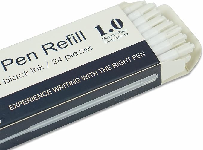 U-RIGHT 24 Pcs Ballpoint Pen Refills 1.0 mm Point Black Ink - Image 4