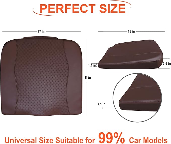 Car Seat Cushion, Comfort Memory Foam Car Cushions for Driving - Sciatica & Lower Back Pain Relief, Driver Seat Pillow for Auto, Office Chair, Wheelchair - Classic Brown-DeskLoop Office