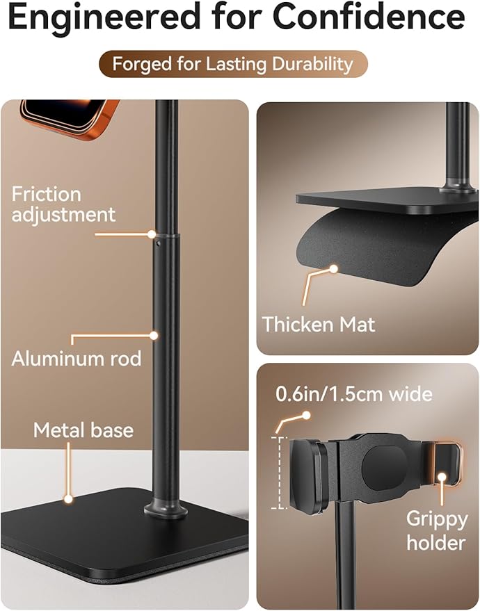 tounee Phone Stand for Desk, 8-11" Height Adjustable Cell Phone Holder for Live - Image 5
