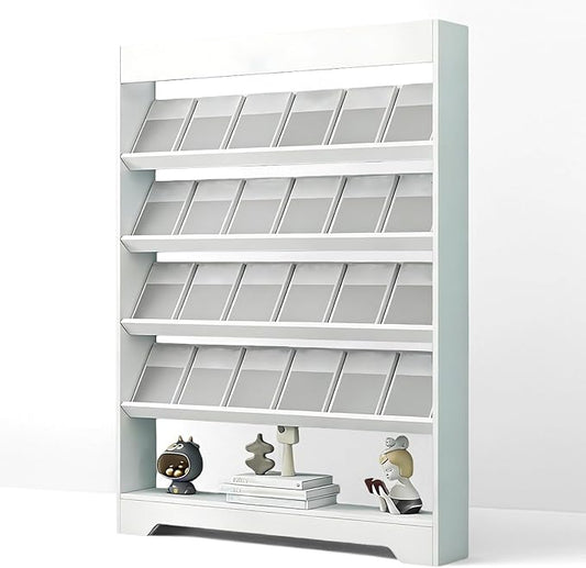 LHIUGE 5-Layer Brochure Display Rack, Freestanding Wooden Magazine Rack by LHIUGE