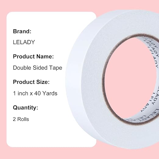 LELADY Double Sided Tape 1 Inch x 40 Yards- 2 Rolls Double-Sided Adhesive - Image 5