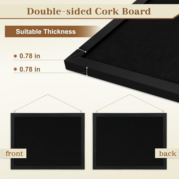 2-Pack Double-Sided Wood Framed Cork Board - Image 2