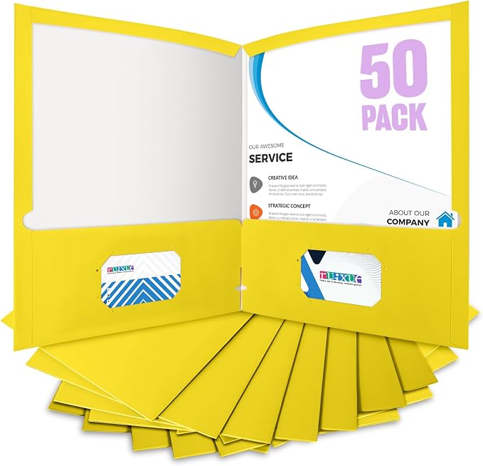 BIBRADAA® 50 Packs Yellow Folders, Paper Folder Surface by BIBRADAA