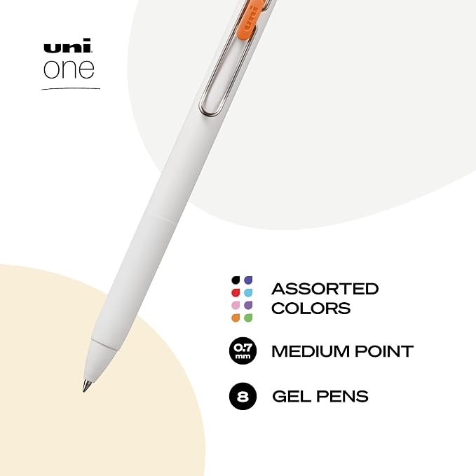 uniball one Retractable Gel Pens, Medium Point, 8 Pack - Image 2