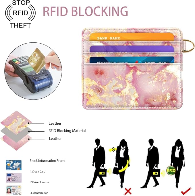 Slim Minimalist Front Pocket RFID Blocking Credit Card Holder Small Wallet Cute - Image 4