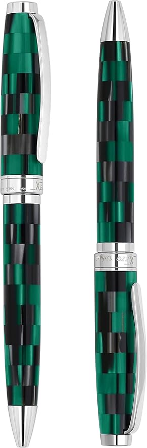 Xezo Urbanite II Twist Action Ballpoint Pen, Medium Point. Ocean Teal and Black Color with Chrome Plating. Handcrafted, Limited Edition, Serialized-DeskLoop Office