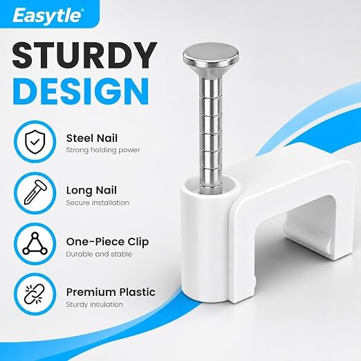 Cable Clips Nail in Cable Clips 100 Pcs 8mm Flat Ethernet Cable Wall Clips - Image 4