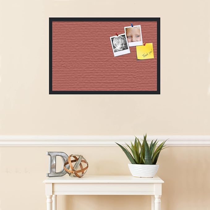 PinPix 30x20 Inch Cork Bulletin Board. This Decorative Framed Pin Board Comes with Crimson Pastel Design and a Satin Black Frame. Ideal for Home Office Decor or Message Board (PinPix-1807)-DeskLoop Office