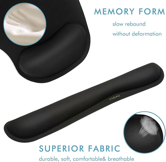 VAGAU Premium Keyboard Wrist Rest and Mouse Pad Wrist Support, Ergonomic Memory - Image 4